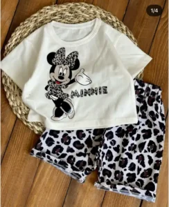 کراپ شلوارک دخترانه طرح میکی موس minnie