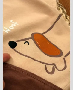 تیشرت شلوارک اسپرت زمینه کرمی طرح حیوان woof woof