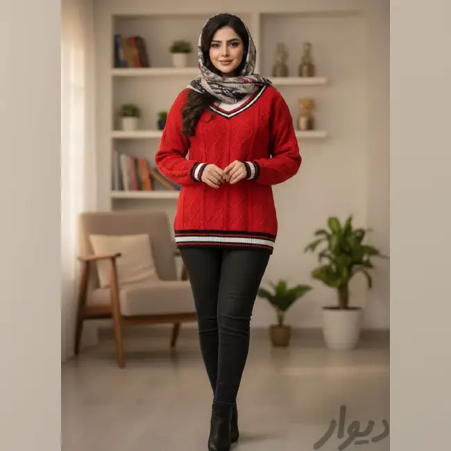 photo_2025-11-01_17-48-26 بافت زنانه قرمز طرح یقه دانش اموزی کد 2739 - Image 1