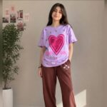 تیشرت و شلوار دخترانه طرح قلب کد 2958